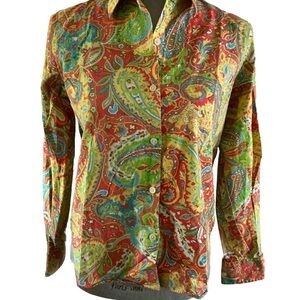 Vintage Lauren Ralph Lauren long sleeve paisley print shirt yellow multicolor